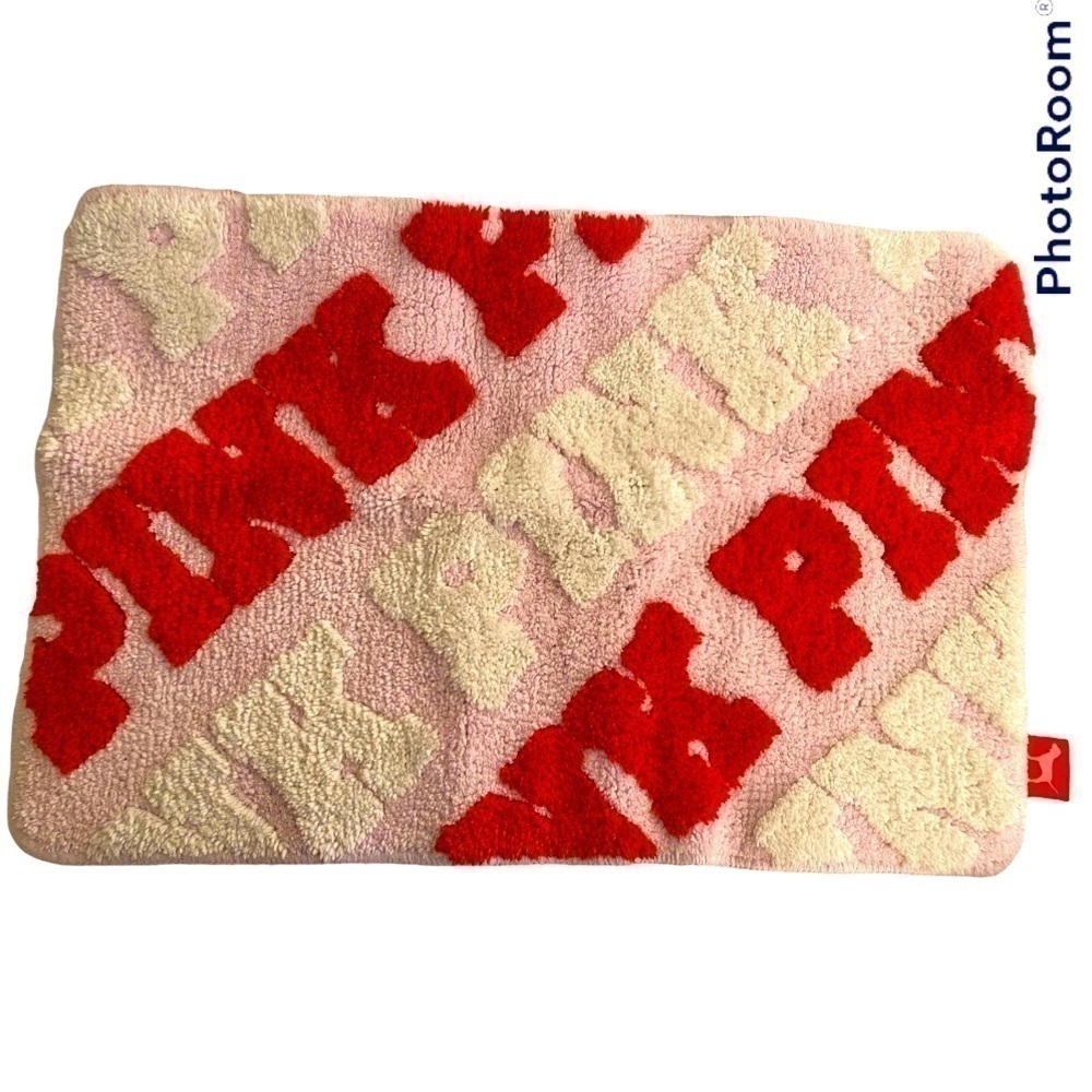 Victoria's Secret Pink logo bathmat throw rug pink red